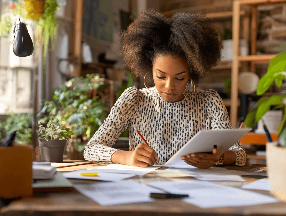 Female business owner working