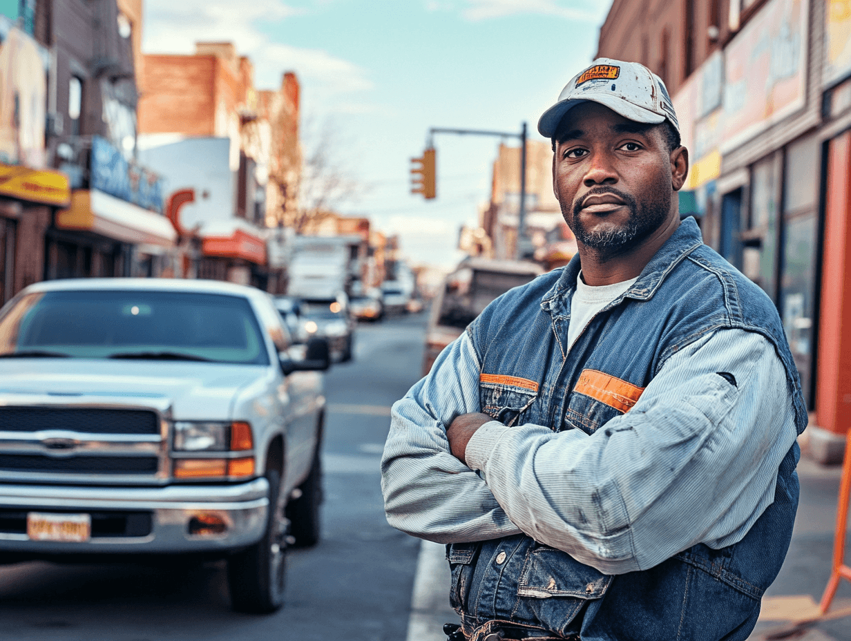 Service provider on city street